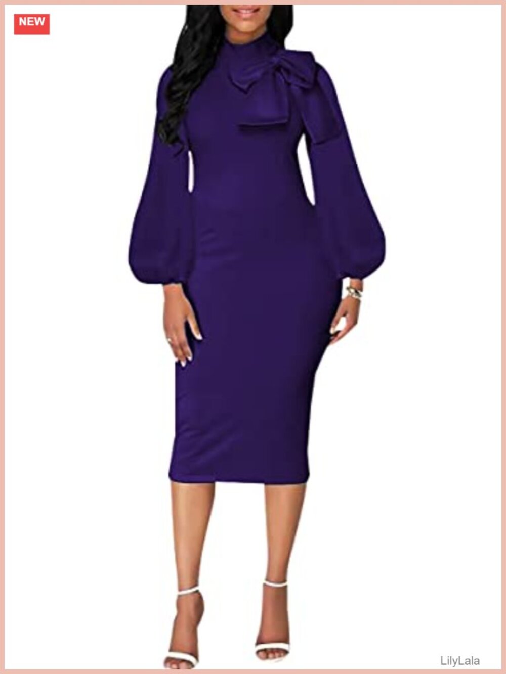 Long Sleeve Turtleneck Bodycon Midi Dress Bow Knot High Waist Party